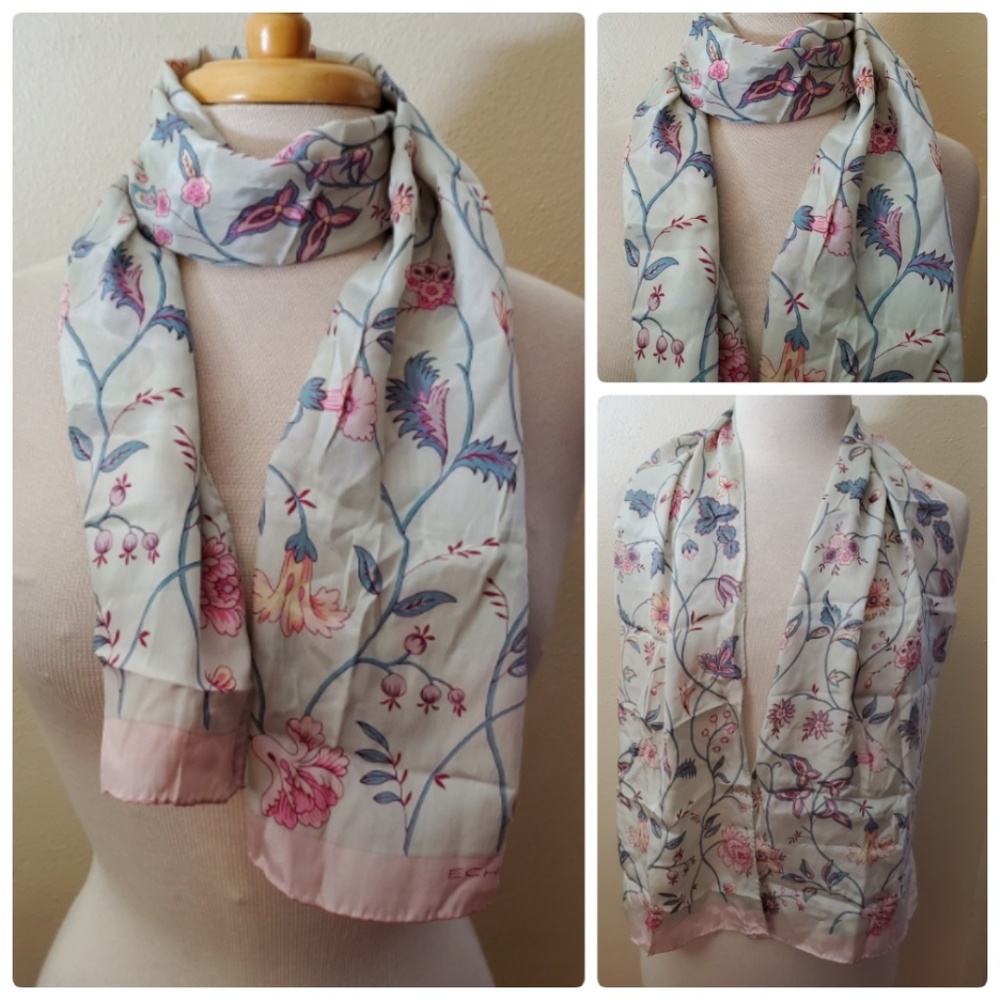 Echo Silk Floral Rectangle Scarf - image 1